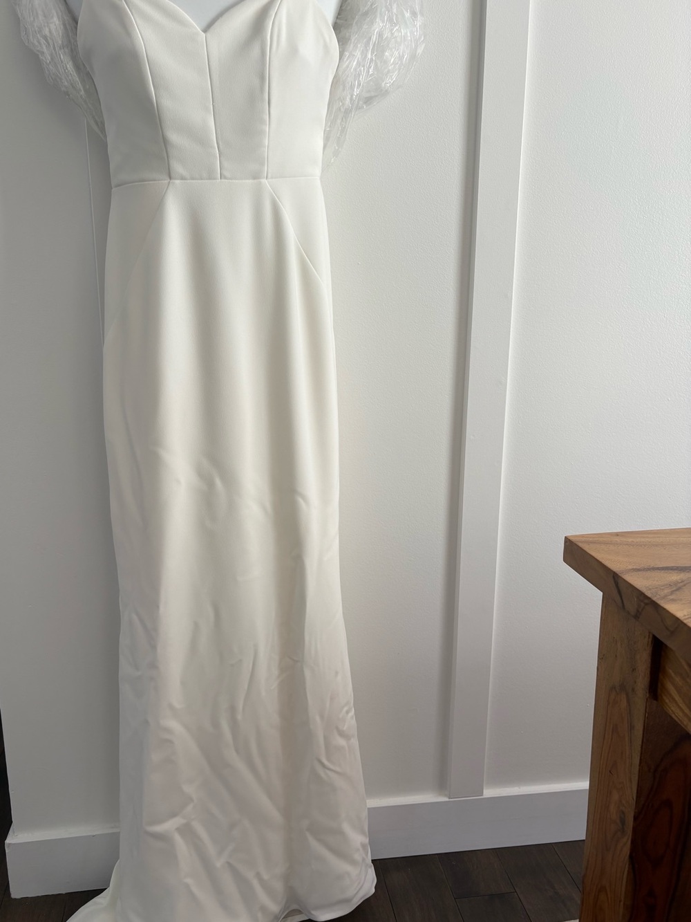 Elegant White Spaghetti-Strap Bridal Gown